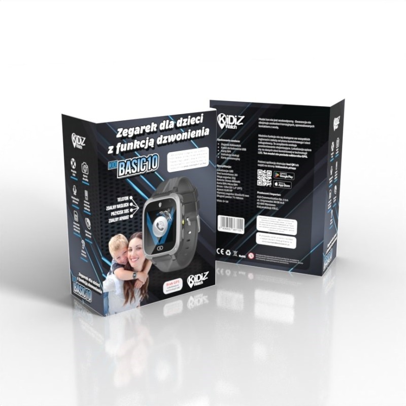 KiDiZ Basic black smartwatch for children