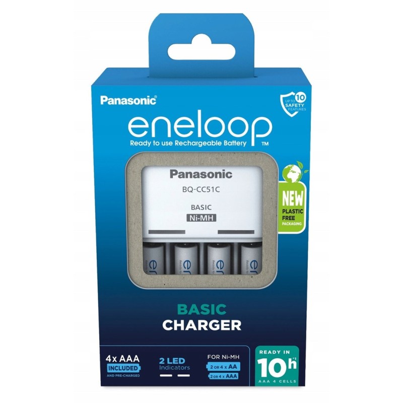 Battery charger PANASONIC Eneloop Basic BQ-CC51 + 4x AAA 800 mAh (K-KJ51MCD04E) Battery charger PANASONIC Eneloop Basic BQ-CC51 + 4x AAA 800 mAh (K-KJ51MCD04E)