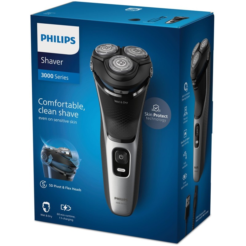 Philips S3143/00 men's shaver Rotation shaver Trimmer Black, Silver Philips S3143/00 men's shaver Rotation shaver Trimmer Black, Silver