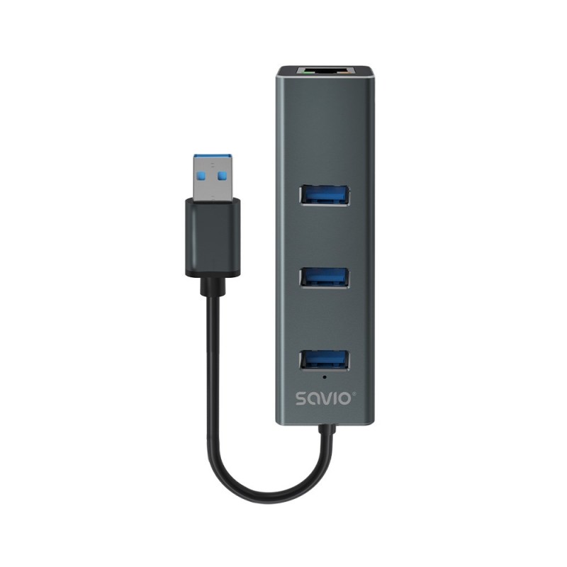 Savio AK-57 USB-A - 3 x USB-A HUB with RJ-45 Gigabit Ethernet adapter 5000 Mbit/s grey USB 3.2 Gen 1 (3.1 Gen 1) Micro-B 5000 Mbit/s Savio AK-57 USB-A - 3 x USB-A HUB with RJ-45 Gigabit Ethernet adapter 5000 Mbit/s grey USB 3.2 Gen 1 (3.1 Gen 1) Micro-B 5000 Mbit/s