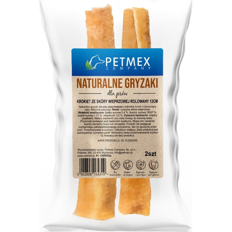 PETMEX Rolled Pork Skin Croquet - dog treat - 150g