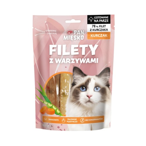PAN MIĘSKO Fillets Chicken with vegetables - cat treats - 100g PAN MIĘSKO Fillets Chicken with vegetables - cat treats - 100g