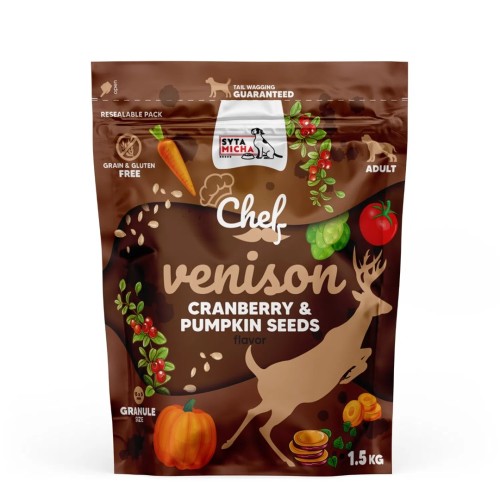 SYTA MICHA Chef Venison with cranberry and pumpkin seeds - dry dog food - 1,5kg SYTA MICHA Chef Venison with cranberry and pumpkin seeds - dry dog food - 1,5kg