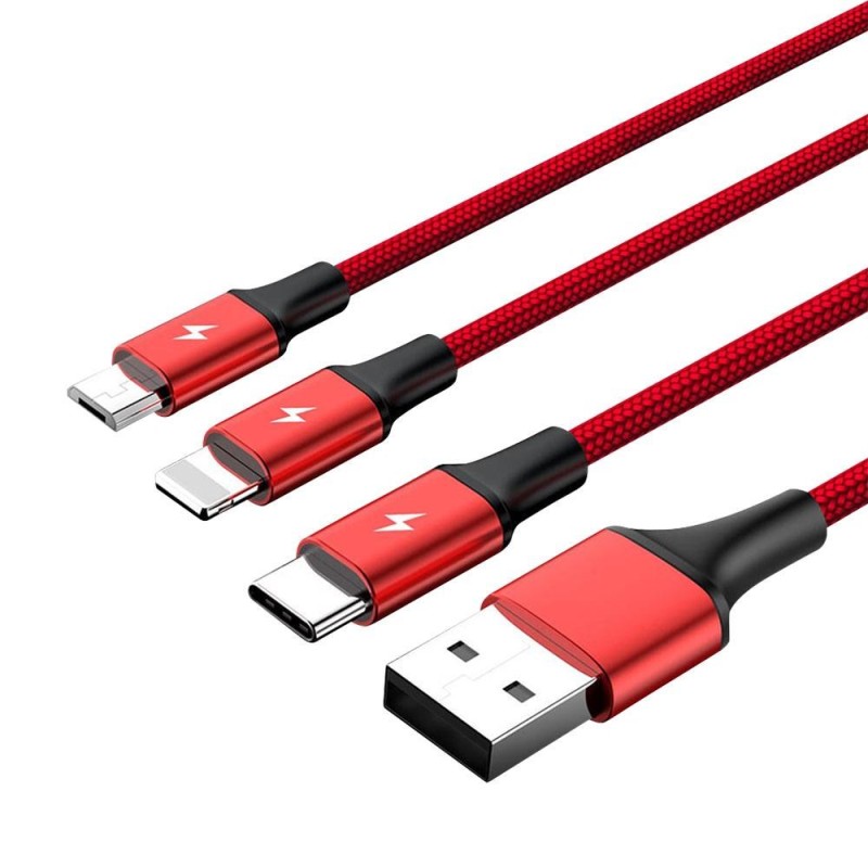UNITEK C4049RD USB cable 1.2 m USB A USB C/Micro-USB B/Lightning Red UNITEK C4049RD USB cable 1.2 m USB A USB C/Micro-USB B/Lightning Red
