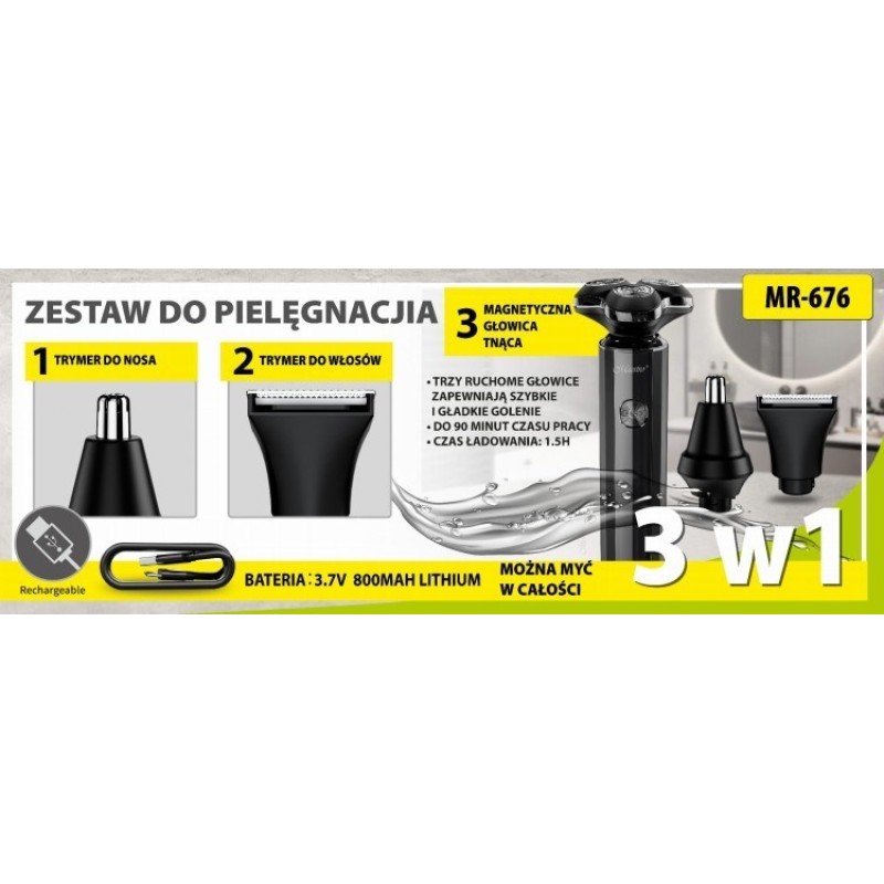 MAESTRO MR-676 3-in-1 USB shaving kit MAESTRO MR-676 3-in-1 USB shaving kit