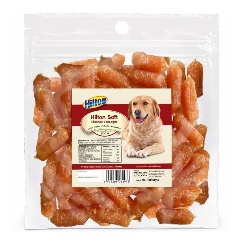 HILTON Soft chicken sausages - dog treat - 500g HILTON Soft chicken sausages - dog treat - 500g