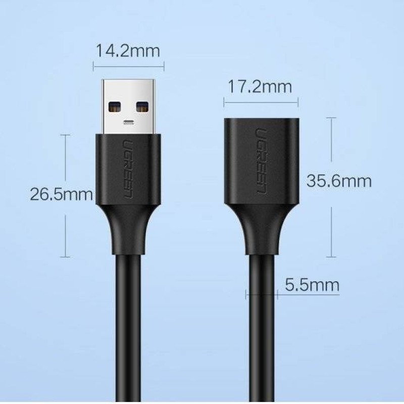 Ugreen extension cable adapter USB 3.0 (female) to USB 3.0 (male) 2m (black) Ugreen extension cable adapter USB 3.0 (female) to USB 3.0 (male) 2m (black)
