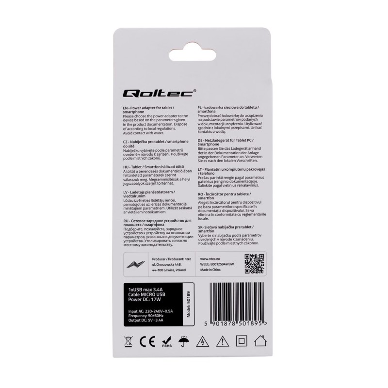Qoltec 50189 mobile device charger Indoor Black Qoltec 50189 mobile device charger Indoor Black
