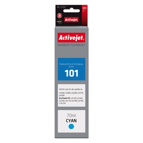 Activejet AE-101C Ink (replacement for Epson 101; Supreme; 70 ml; cyan) Activejet AE-101C Ink (replacement for Epson 101; Supreme; 70 ml; cyan)