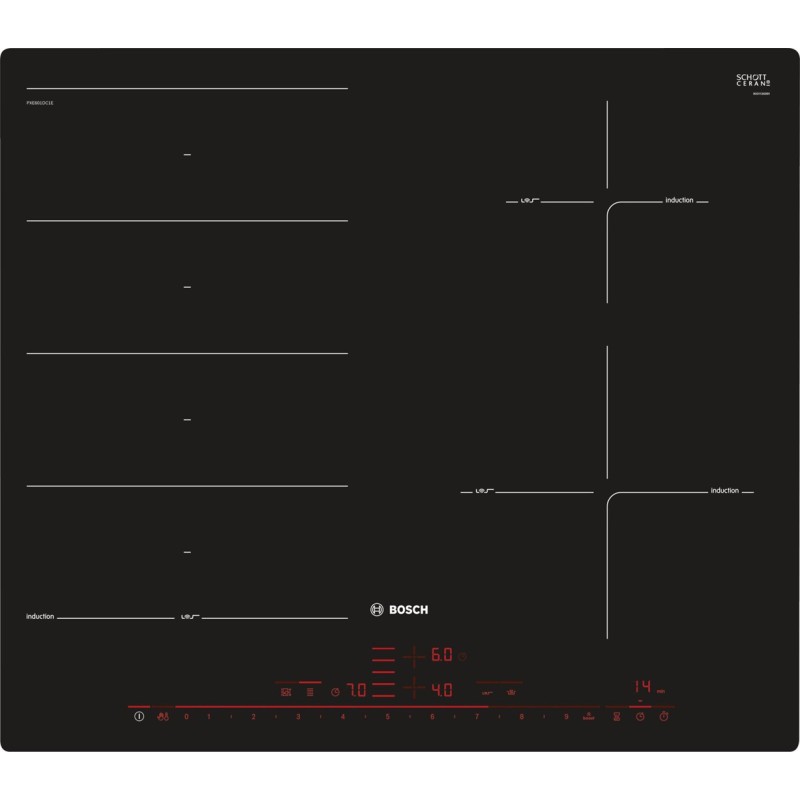 Bosch Serie 8 PXE601DC1E hob Black Built-in Zone induction hob 4 zone(s) Bosch Serie 8 PXE601DC1E hob Black Built-in Zone induction hob 4 zone(s)