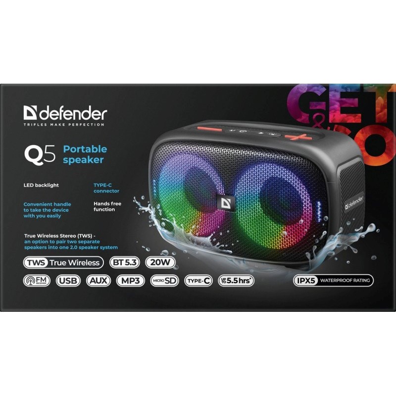 BLUETOOTH SPEAKER Q5 BT 5.3 20W LED/BT/FM/USB/TWS BLUETOOTH SPEAKER Q5 BT 5.3 20W LED/BT/FM/USB/TWS