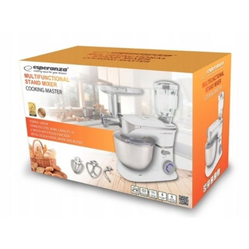 Esperanza EKM025 food processor 5 L Stainless steel,White 1000 W Esperanza EKM025 food processor 5 L Stainless steel,White 1000 W