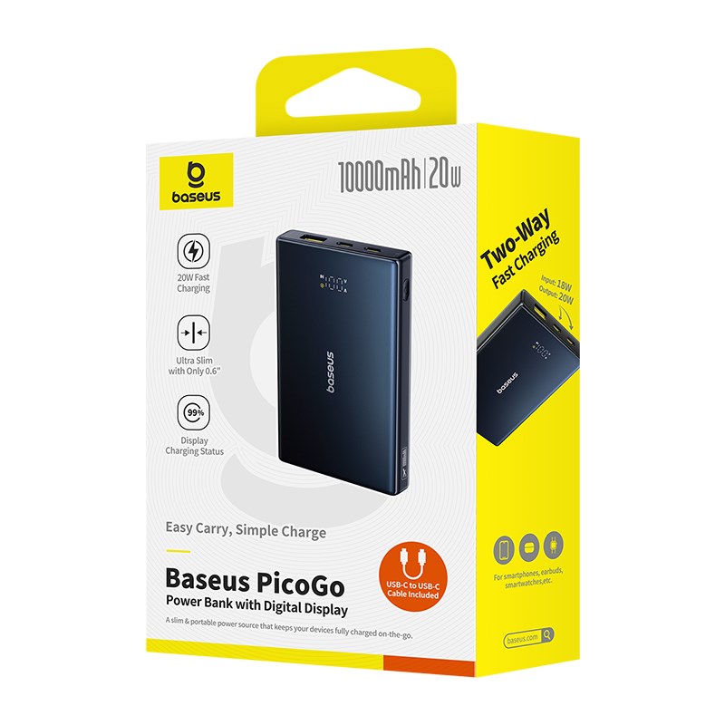 Baseus P10076801123-00 Lithium ion polymer power bank 10000 mAh Black Baseus P10076801123-00 Lithium ion polymer power bank 10000 mAh Black