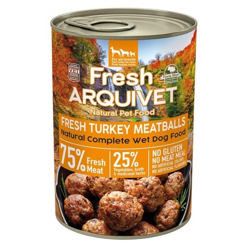 ARQUIVET Fresh Turkey Meatballs - wet dog food - 400g ARQUIVET Fresh Turkey Meatballs - wet dog food - 400g