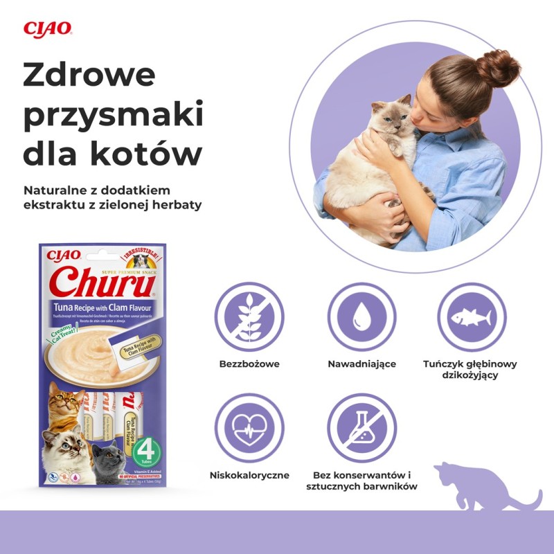INABA Churu Tuna with clam flavour - cat treats - 4x14 g INABA Churu Tuna with clam flavour - cat treats - 4x14 g