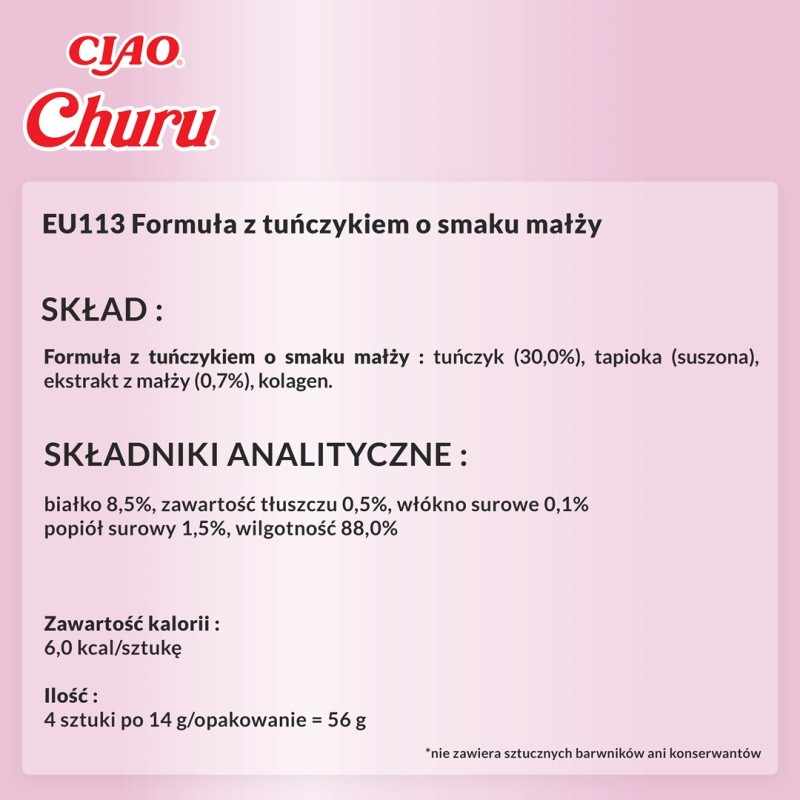 INABA Churu Tuna with clam flavour - cat treats - 4x14 g INABA Churu Tuna with clam flavour - cat treats - 4x14 g