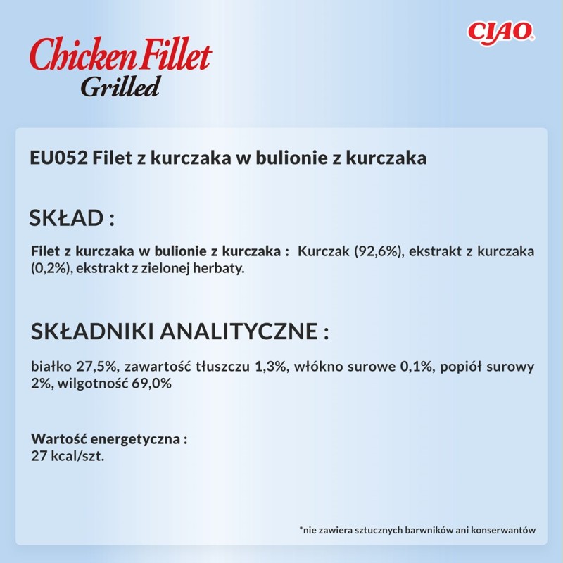 INABA Grilled Chicken Fillet in chicken flavored broth - cat treats - 25 g INABA Grilled Chicken Fillet in chicken flavored broth - cat treats - 25 g