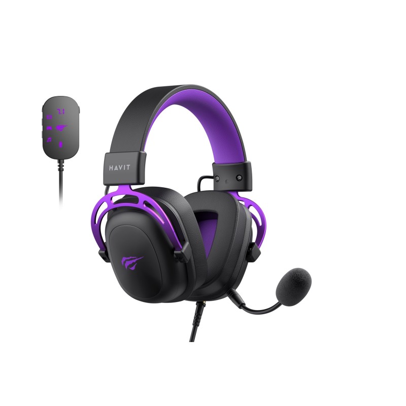 Havit H2002C+U - gaming headphones (black and purple) Havit H2002C+U - gaming headphones (black and purple)