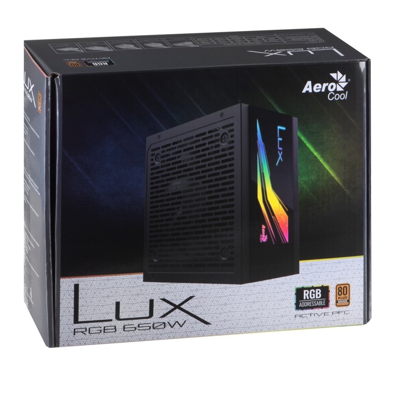 Aerocool LUX RGB 650M power supply unit 650 W Black Aerocool LUX RGB 650M power supply unit 650 W Black