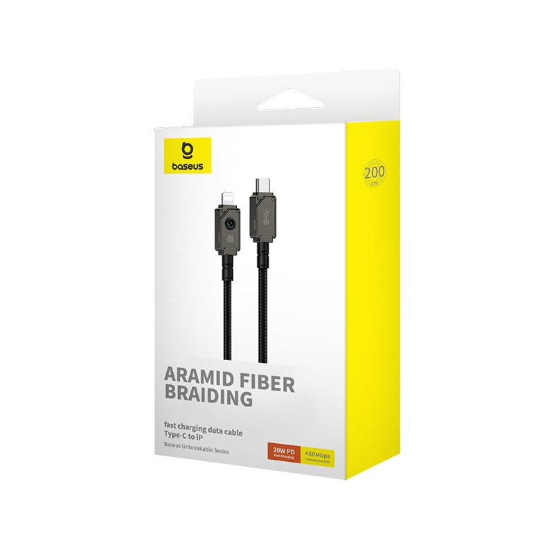 Baseus Unbreakable USB C to iP cable 2 m 20 W Black Baseus Unbreakable USB C to iP cable 2 m 20 W Black