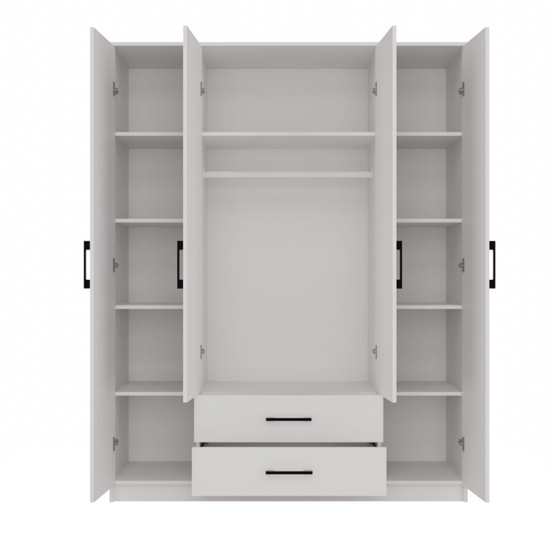 Topeshop ROMANA 160 BIEL bedroom wardrobe/closet 11 shelves 4 door(s) White