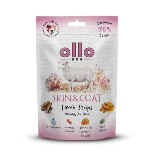 OLLO Air-Dried Skin & Coat Lamb strips - dog treat - 80g OLLO Air-Dried Skin & Coat Lamb strips - dog treat - 80g