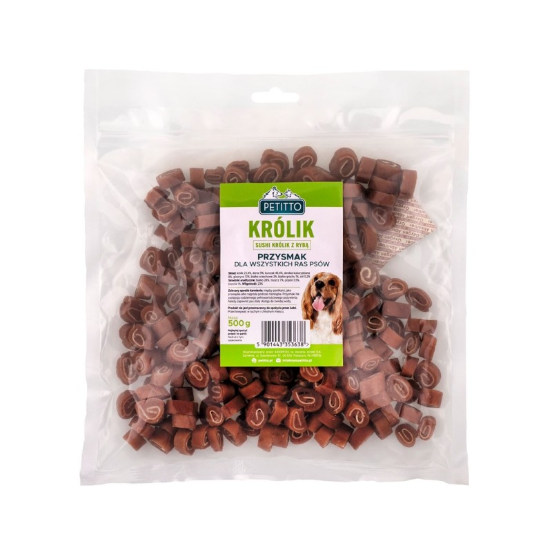 PETITTO- Sushi Królik z Rybą - Przysmak dla psa - 500g PETITTO- Sushi Królik z Rybą - Przysmak dla psa - 500g