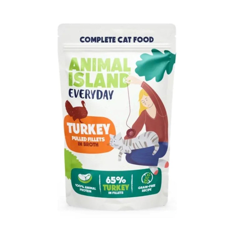 ANIMAL ISLAND Everyday Turkey and White fish fillets in broth - wet cat food - 40 x 85g ANIMAL ISLAND Everyday Turkey and White fish fillets in broth - wet cat food - 40 x 85g