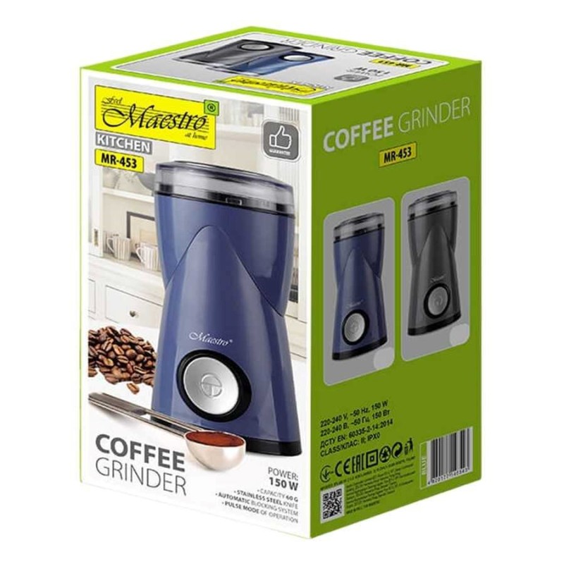 Feel-Maestro MR-453-BLUE coffee grinder Blade grinder 150 W Feel-Maestro MR-453-BLUE coffee grinder Blade grinder 150 W