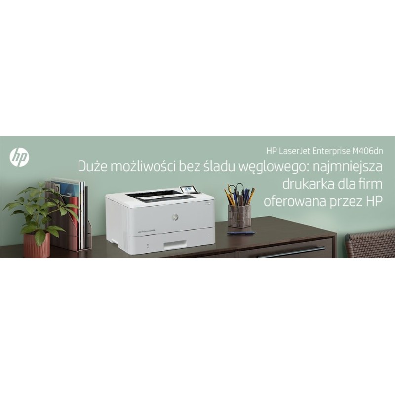 HP LaserJet Enterprise M406dn, Black and white, Printer for Business, Print, Compact Size; Strong Security; Two-sided printing; Energy Efficient; Front-facing USB printing HP LaserJet Enterprise M406dn, Black and white, Printer for Business, Print, Compact Size; Strong Security; Two-sided printing; Energy Efficient; Front-facing USB printing