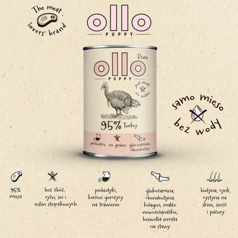 OLLO Puppy Pure Turkey - wet dog food - 400 g OLLO Puppy Pure Turkey - wet dog food - 400 g