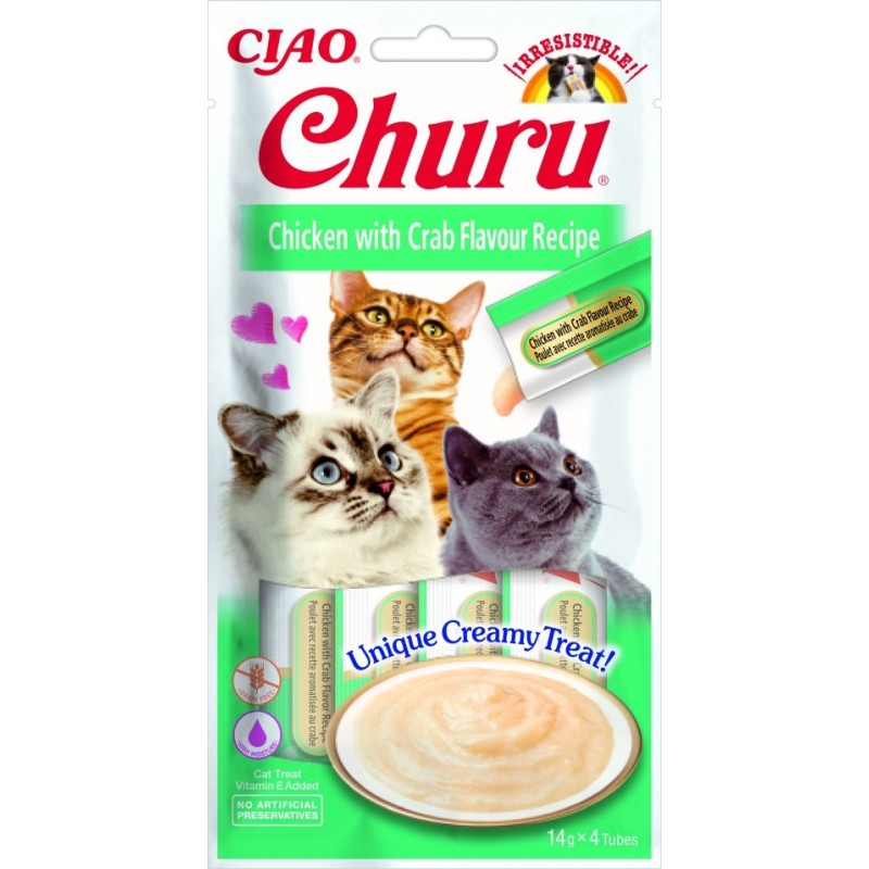 INABA Churu Chicken with Crab Recipe - cat treats - 4x14 g INABA Churu Chicken with Crab Recipe - cat treats - 4x14 g