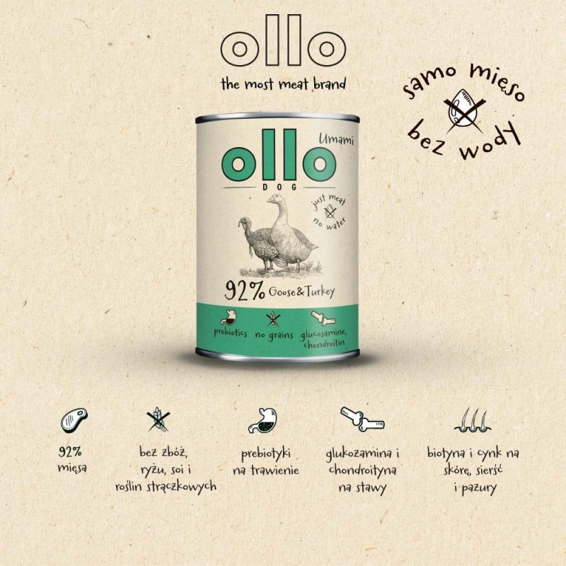 OLLO Umami Goose and turkey - wet dog food - 850g