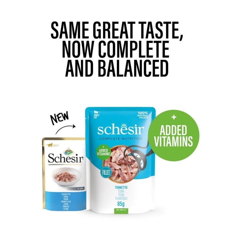 SCHESIR in jelly Tuna with seabass - wet cat food - 85 g SCHESIR in jelly Tuna with seabass - wet cat food - 85 g