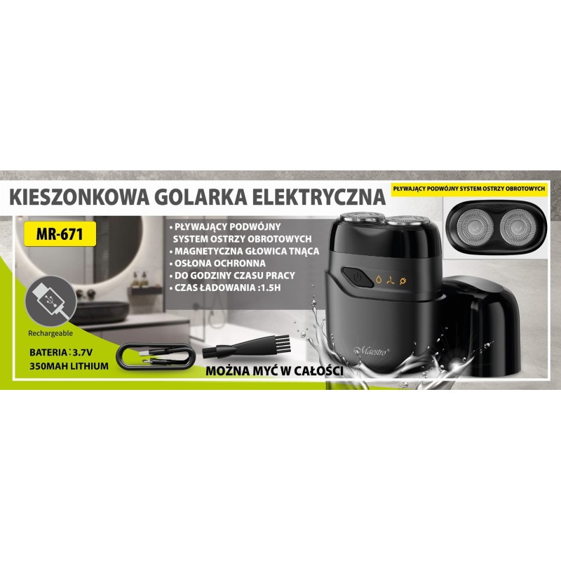 Golarka elektryczna podróżna USB MAESTRO MR-671 Golarka elektryczna podróżna USB MAESTRO MR-671