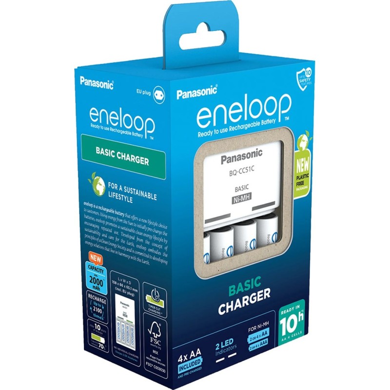 ŁADOWARKA PANASONIC BASIC + 4x AA ENELOOP 2000 mAh ŁADOWARKA PANASONIC BASIC + 4x AA ENELOOP 2000 mAh