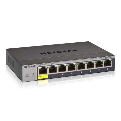 NETGEAR GS108Tv3 Managed L2 Gigabit Ethernet (10/100/1000) Grey NETGEAR GS108Tv3 Managed L2 Gigabit Ethernet (10/100/1000) Grey