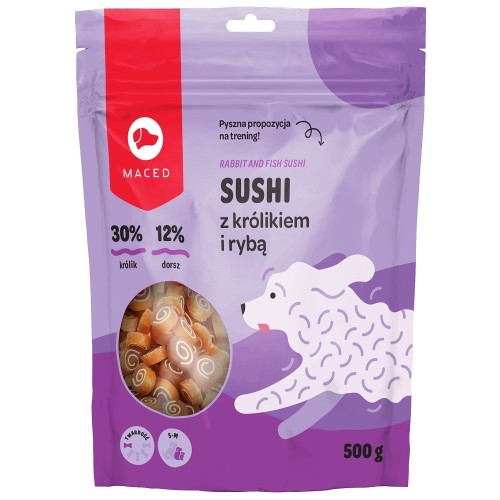 MACED Sushi with rabbit and fish - dog treat - 500g MACED Sushi with rabbit and fish - dog treat - 500g