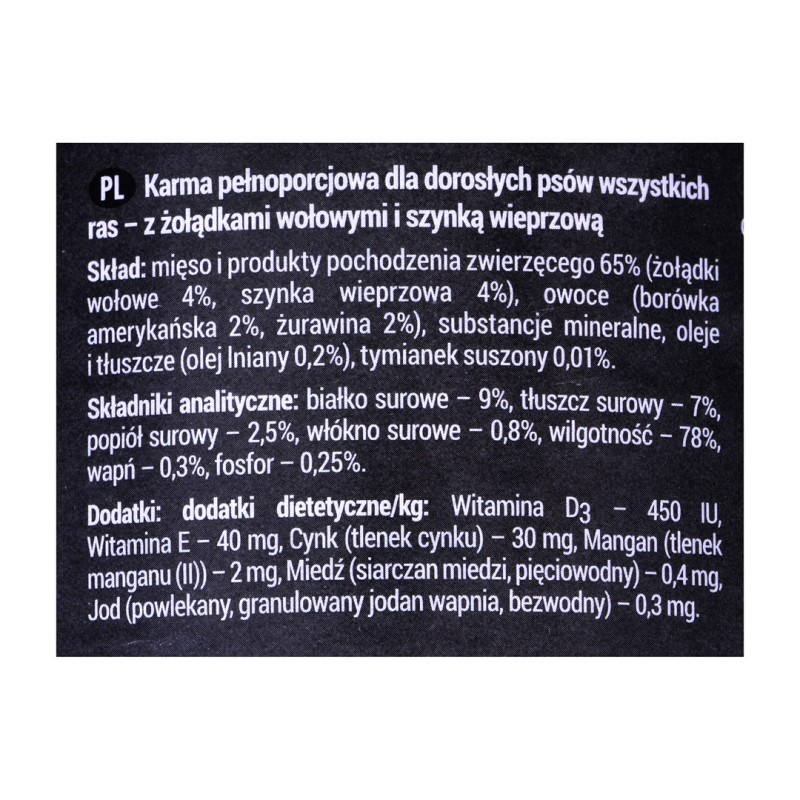 Dolina Noteci Rafi beef stomachs with ham - wet dog food - 400g Dolina Noteci Rafi beef stomachs with ham - wet dog food - 400g