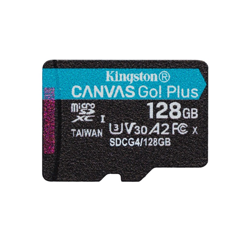 Kingston Technology 128GB microSDXC Canvas Go Plus Gen4 200MB/s A2 U3 V30 Card + Adapter