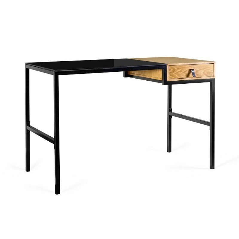 Desk with drawer Unique LESTE 120 x 60 cm black/oak