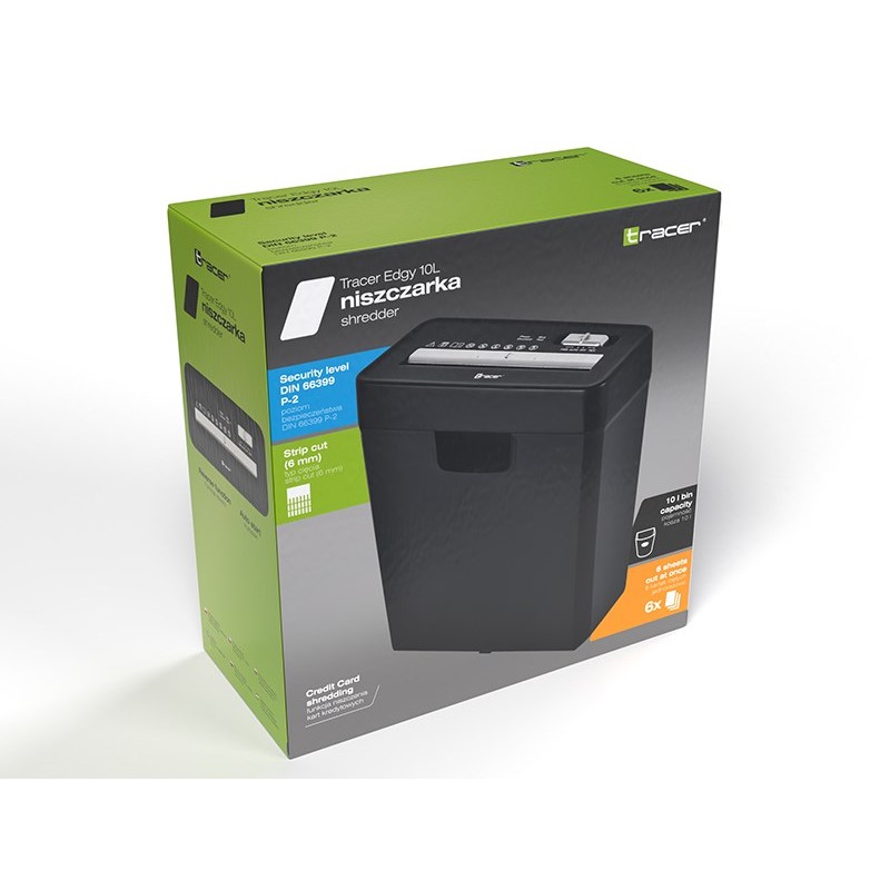 Tracer EDGY10L Paper Shredder Black