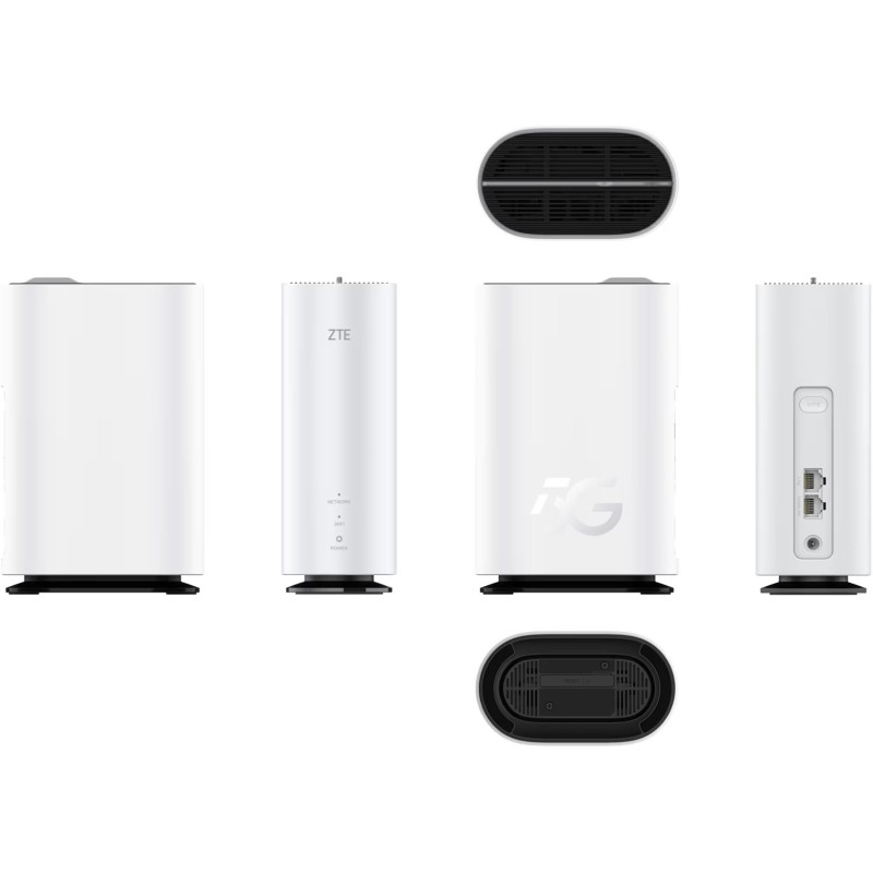 ZTE G5C - Gigabit Ethernet dual-band (2.4 GHz / 5 GHz) Wi-Fi 6 4G/5G wireless router in white ZTE G5C - Gigabit Ethernet dual-band (2.4 GHz / 5 GHz) Wi-Fi 6 4G/5G wireless router in white