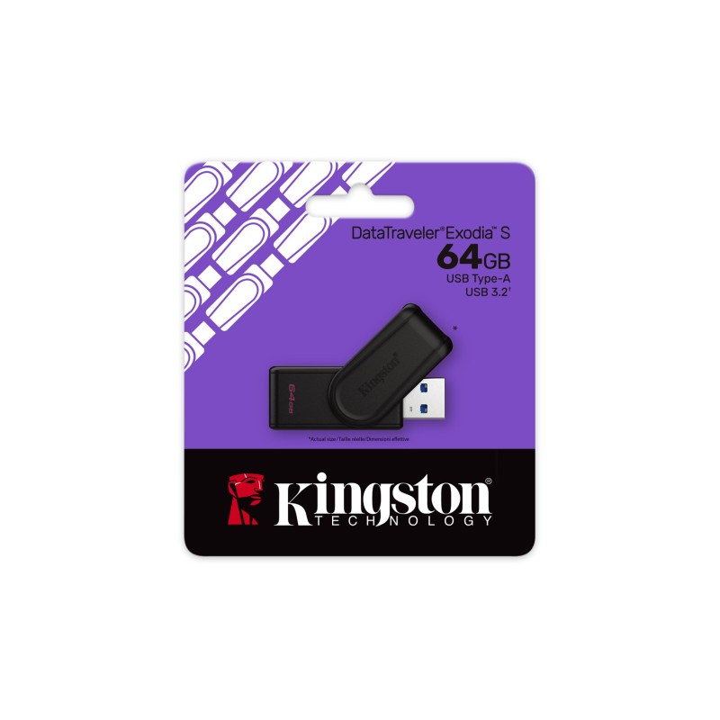 Kingston Technology DataTraveler 64GB Portable USB 3.2 Gen 1 Exodia S (Black/Black) Kingston Technology DataTraveler 64GB Portable USB 3.2 Gen 1 Exodia S (Black/Black)