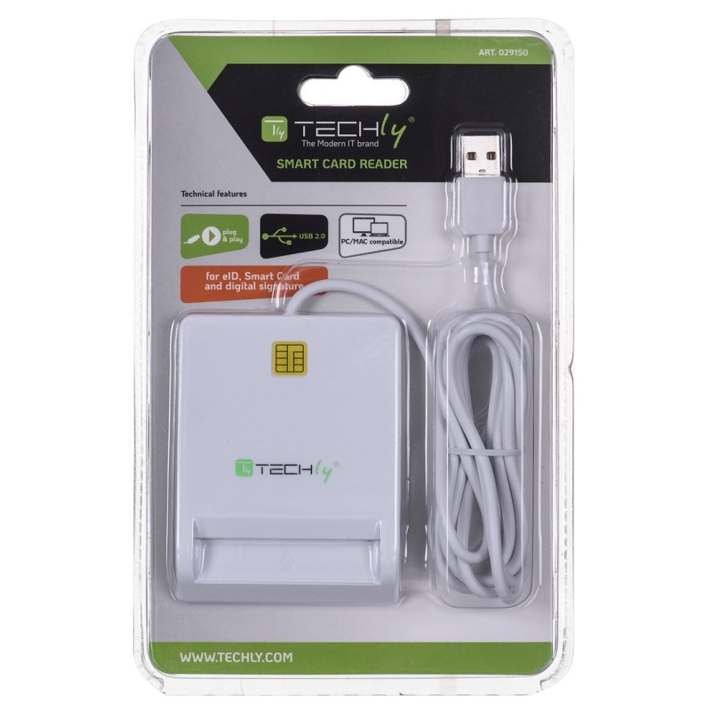 Techly Compact /Writer USB2.0 White I-CARD CAM-USB2TY smart card reader Indoor Techly Compact /Writer USB2.0 White I-CARD CAM-USB2TY smart card reader Indoor