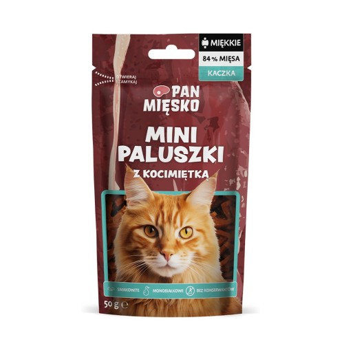 PAN MIĘSKO Mini duck sticks with catnip - cat treats - 50g PAN MIĘSKO Mini duck sticks with catnip - cat treats - 50g