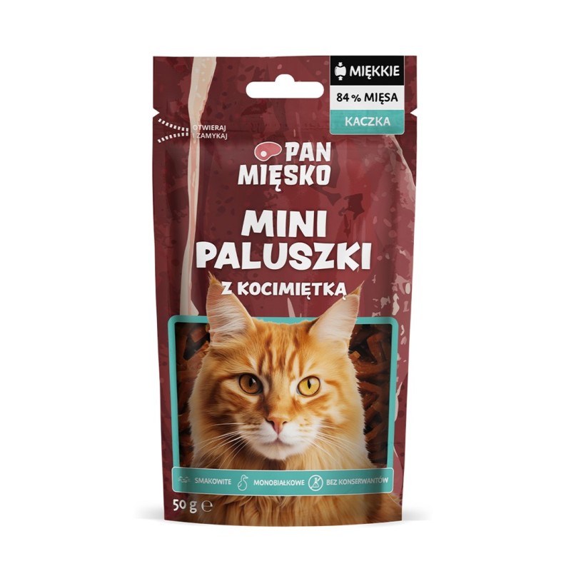 PAN MIĘSKO Mini duck sticks with catnip - cat treats - 50g PAN MIĘSKO Mini duck sticks with catnip - cat treats - 50g