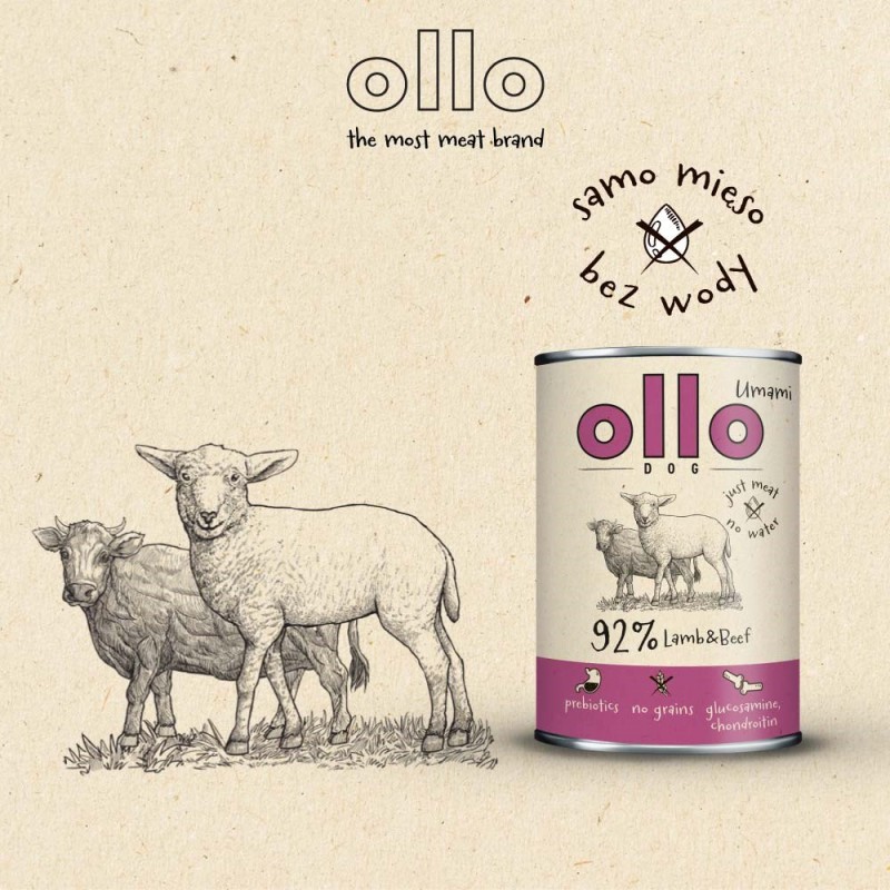 OLLO Umami Lamb and beef - wet dog food - 850g OLLO Umami Lamb and beef - wet dog food - 850g