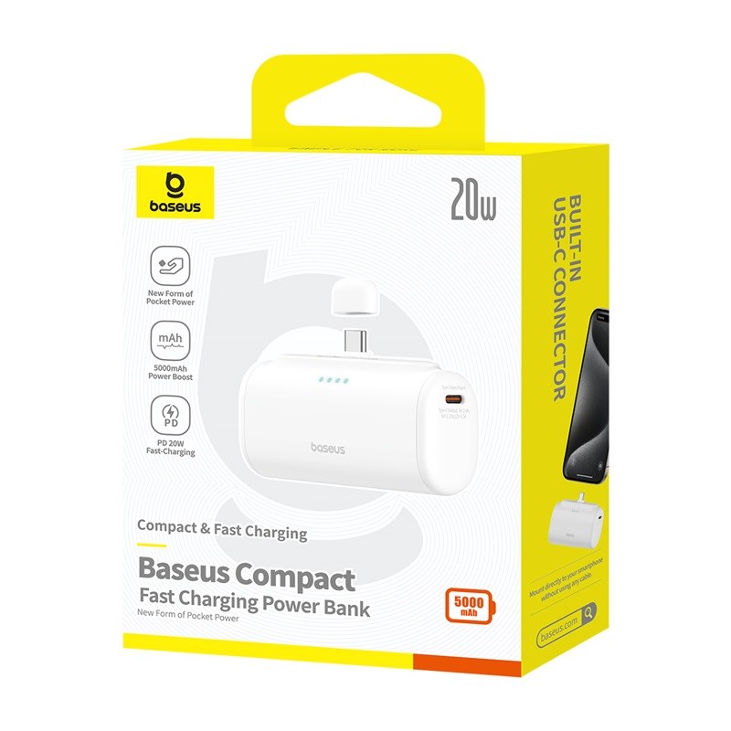 Baseus Compact P10068306213-00 Lithium-ion power bank 5000 mAh White Baseus Compact P10068306213-00 Lithium-ion power bank 5000 mAh White