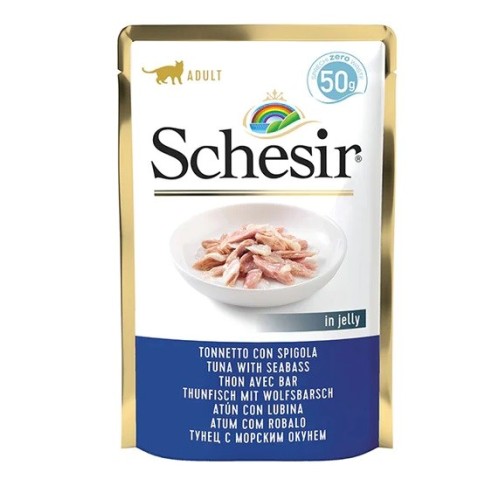 SCHESIR in jelly Tuna with seabass - wet cat food - 50 g SCHESIR in jelly Tuna with seabass - wet cat food - 50 g